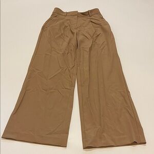 Kit and Ace Tan Pleat Front Wide Leg Pants